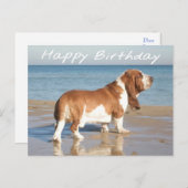 ハッピーバースデーバセットハウンドパピードグポストカード ポストカード (正面/裏面)