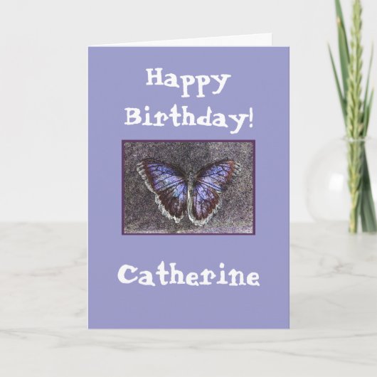 ハッピーバースデーバタフカスタマイズライ名 カード (正面)