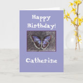 ハッピーバースデーバタフカスタマイズライ名 カード (黄色い花)
