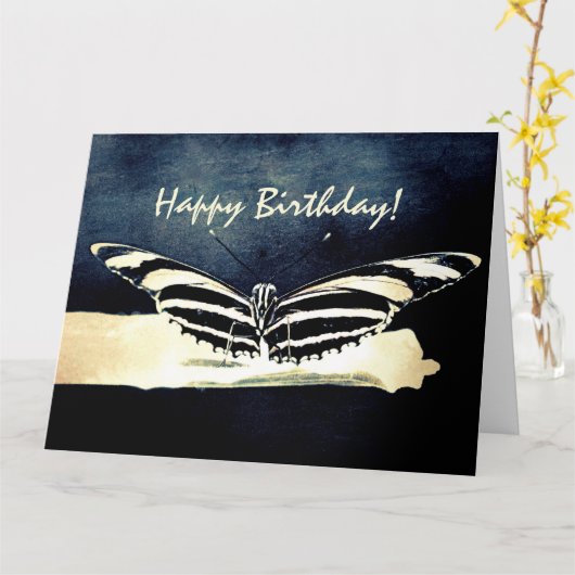 ハッピーバースデーバタフライカスタム誕生日 カード (黄色い花)