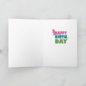 ハッピーバースデーバタフライグリーン/ピンクのグリーティングカード カード (内部)