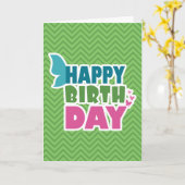 ハッピーバースデーバタフライグリーン/ピンクのグリーティングカード カード (黄色い花)