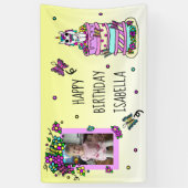 ハッピーバースデーバナパーソナライズされたユニコーン 横断幕 (縦)