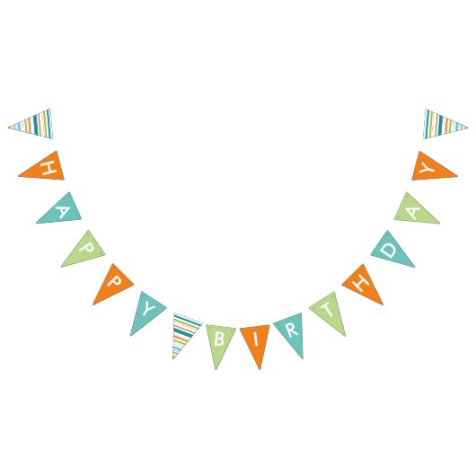 ハッピーバースデーバナーとストライプ バンティングフラッグ (全)