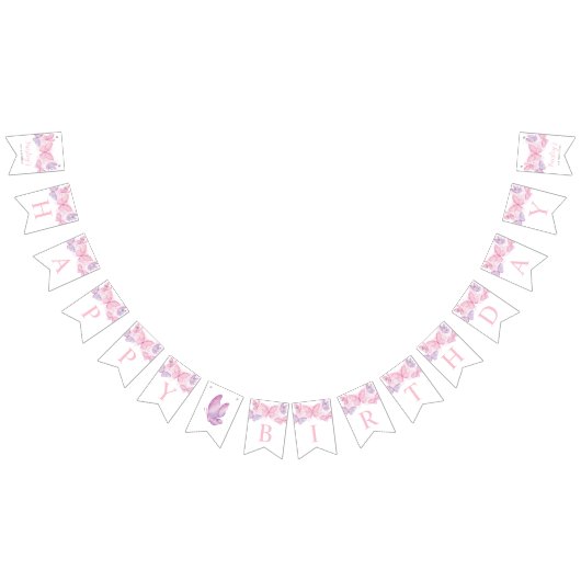 ハッピーバースデーバナーガールズバタフライバンティング バンティングフラッグ (全)