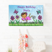 ハッピーバースデーバナーパープルフェアリー 横断幕 (インサイチュ)