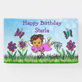 ハッピーバースデーバナーパープルフェアリー 横断幕