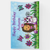 ハッピーバースデーバナーユニコーンと妖精 横断幕 (縦)