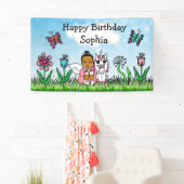 ハッピーバースデーバナーユニコーンと妖精 横断幕 (インサイチュ)