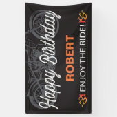 ハッピーバースデーバナー用オートバイバイクもしくは自転車に乗る人画像 横断幕 (縦)