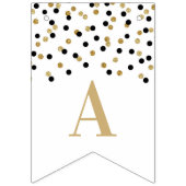 ハッピーバースデーバナー金ゴールドブラック紙吹雪 バンティングフラッグ (第3の旗)