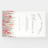 ハッピーバースデーバナー50威厳がある誕生花 横断幕 (横)