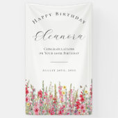 ハッピーバースデーバナー60威厳がある誕生花 横断幕 (縦)