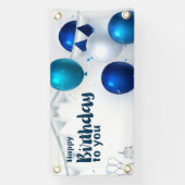 ハッピーバースデーバナー、ネイビーブルー 横断幕 (縦)