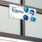 ハッピーバースデーバナー、ネイビーブルー 横断幕 (ビルの外側)
