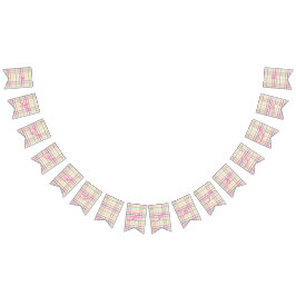 ハッピーバースデーバナー（ピンクプレイド） バンティングフラッグ