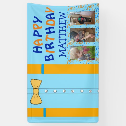 ハッピーバースデーバナー、少年の誕生日 横断幕 (縦)