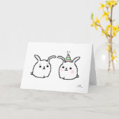 ハッピーバースデーバニー カード (黄色い花)