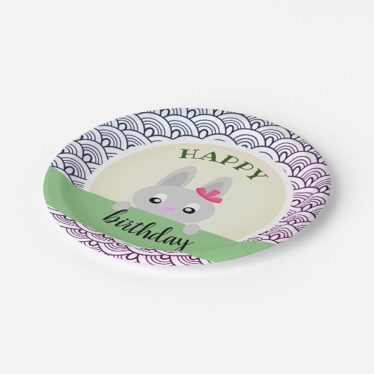 ハッピーバースデーバニー（動物）、ドードル ペーパープレート (アングル)