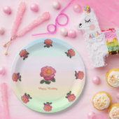 ハッピーバースデーバラ花 ペーパープレート (パーティー)