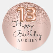 ハッピーバースデーバラ金ゴールドグリッターバルーン13th ラウンドシール (正面)