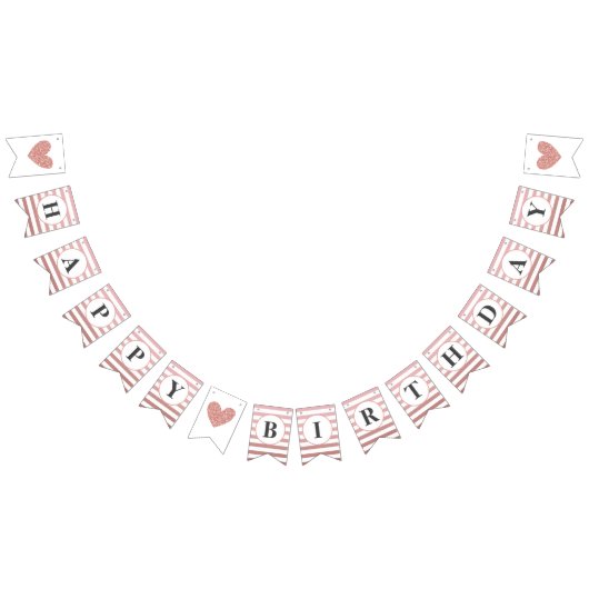 ハッピーバースデーバラ金ゴールドストライプチックパーティー バンティングフラッグ (全)