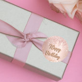 ハッピーバースデーバラ金ゴールド赤面グリッター ラウンドシール