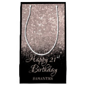 ハッピーバースデーバラ金ゴールド&ブラックグリッターAny Age スモールペーパーバッグ (正面)