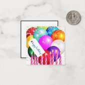 ハッピーバースデーバルーンとキャンドル高精細。注記 ノートカード (正面/裏面インサイチュ)