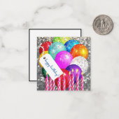 ハッピーバースデーバルーンとキャンドル高解像度メモ ノートカード (正面/裏面インサイチュ)