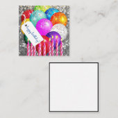 ハッピーバースデーバルーンとキャンドル高解像度メモ ノートカード (正面/裏面)