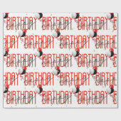 ハッピーバースデーバルーンとゴールドのコンフェッティ ラッピングペーパー (フラット)