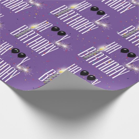 ハッピーバースデーバルーンと紙吹雪 ラッピングペーパー (角)