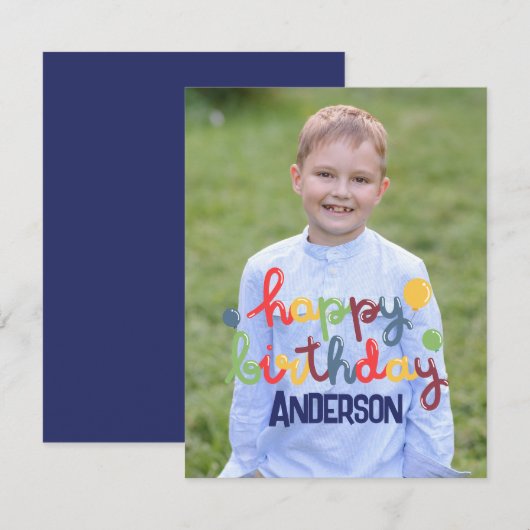 ハッピーバースデーバルーンのカスタマイズ ノートカード (正面/裏面)