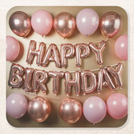 ハッピーバースデーバルーンのコースターセット スクエアペーパーコースター