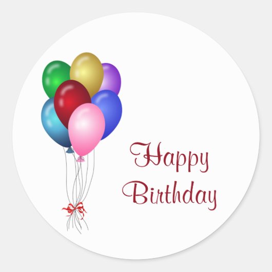 ハッピーバースデーバルーンのシール ラウンドシール (正面)