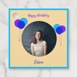 ハッピーバースデーバルーンカスタムの写真と文字 フェイバータグ