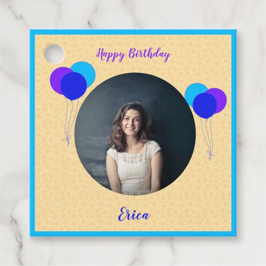 ハッピーバースデーバルーンカスタムの写真と文字 フェイバータグ (正面)