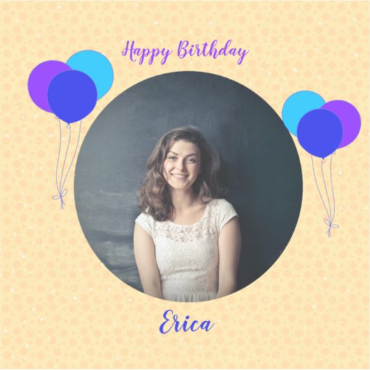 ハッピーバースデーバルーンカスタム文字切り出し シール (正面)