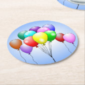ハッピーバースデーバルーン丸紙コースター ラウンドペーパーコースター (アングル)