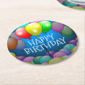 ハッピーバースデーバルーン丸紙コースター ラウンドペーパーコースター (アングル)