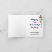 ハッピーバースデーバルーン名前をカスタムする&年齢写真 カード (内部)