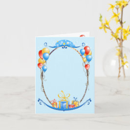 ハッピーバースデーバルーン名前をカスタムする&年齢写真 カード