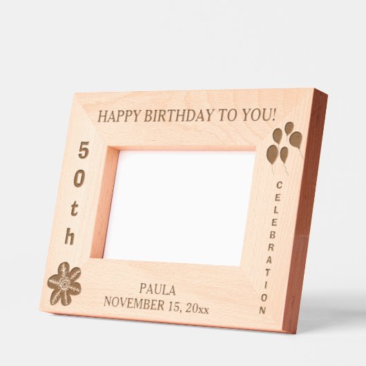 ハッピーバースデーバルーン名6 x 4、7 x 5写真 レーザー彫刻フレーム (左)