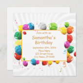 ハッピーバースデーバルーン招待状 招待状 (正面/裏面)