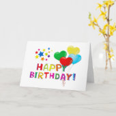 ハッピーバースデーバルーン星 カード (黄色い花)