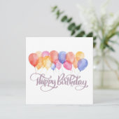 ハッピーバースデーバルーン水彩誕生日カード (スタンド正面)
