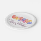 ハッピーバースデーバルーン水彩誕生日パーティー ペーパープレート (アングル)