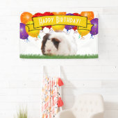 ハッピーバースデーバルーン白ギニアピグイエロー 横断幕 (インサイチュ)