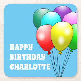 ハッピーバースデーバルーン紙コースター スクエアペーパーコースター